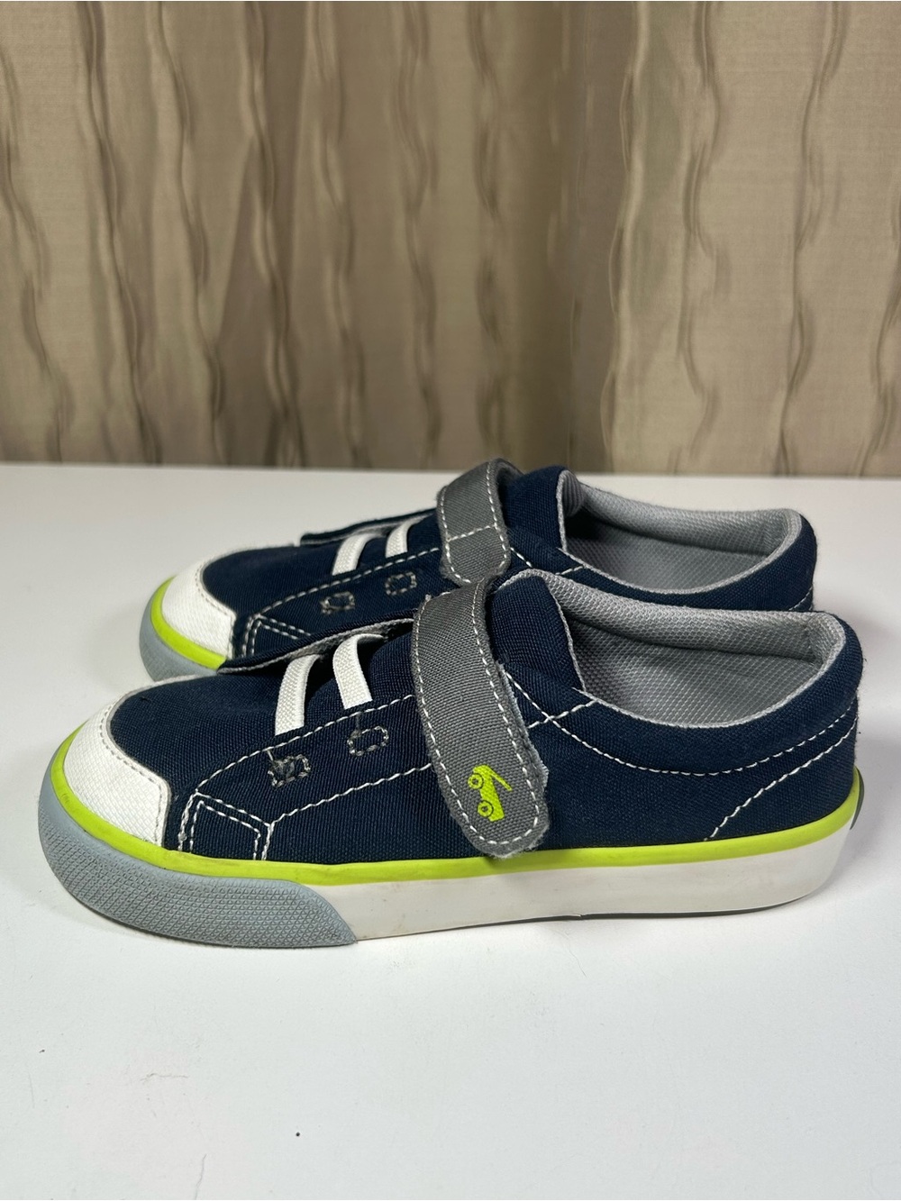 See Kai Run Alex Toddler Kid's 10 Navy Gray Lime Sneakers Velcro Strap